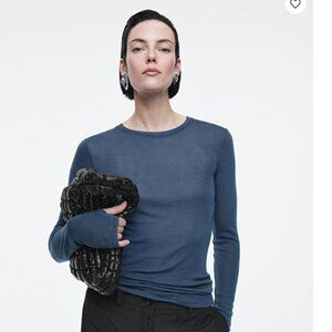 COS CREW-NECK MERINO WOOL TOP STEEL BLUE SIZE M